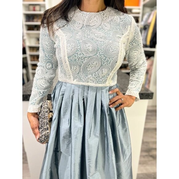 Vintage Blue and White Lace Dress Oscar de la renta - Picture 3 of 9